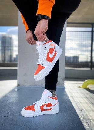 Мужские высокие кожаные кроссовки nike air jordan 1 mid se"bright citrus"#найк8 фото