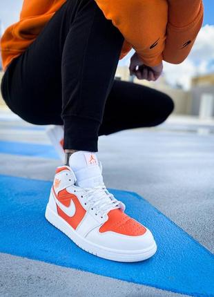 Мужские высокие кожаные кроссовки nike air jordan 1 mid se"bright citrus"#найк6 фото