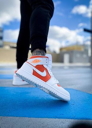 Мужские высокие кожаные кроссовки nike air jordan 1 mid se"bright citrus"#найк