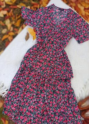 Сукня, плаття міді в квітковий принт
