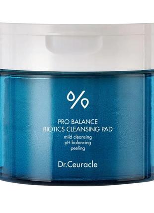 Очищувальні пади з пробіотиками та pha й lha кислотами dr.ceuracle pro balance biotics cleansing pad 60 штук