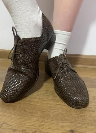 Винтаж туфли плетёные кожаные лаковые 40