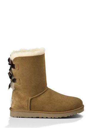 Угги с лентами бантами original ugg bailey bow chestnut | угги боли бов зимние женские3 фото