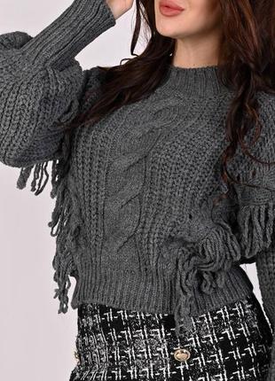 Жіночий вязаний светр, женский вязаный свитер с бахромой, див. на заміри в описі товару8 фото