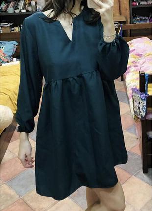 Плаття нове м/l сукня нова з об‘ємними рукавами смарагдове зелене оверсайз