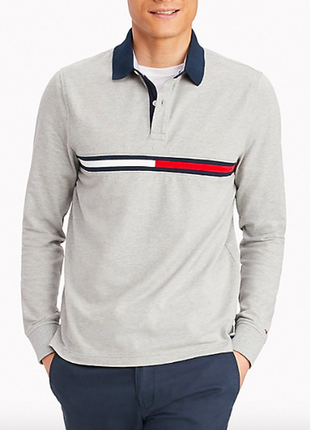 Tommy hilfiger оригінал поло довгий рукав, вишиті лого томмі хілфігер