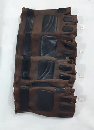14.031.001-00 митенки байкерские кожаные коричневые с чёрными накладками