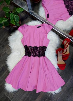 Розовое платье с кружевом на талии красивое платье 44 46 распродажа