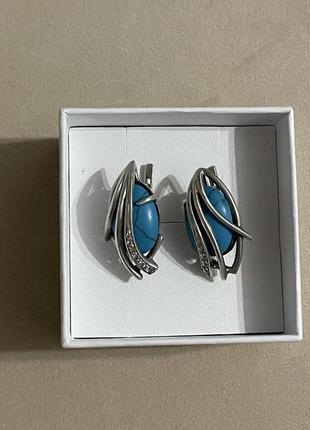 Серьги серебро 925 бирюза