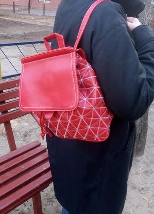 Рюкзак женский красный, яркий рюкзак, рюкзак для девушки2 фото