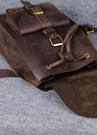 Кожа. ручная работа. кожаный коричневый рюкзак.3 фото