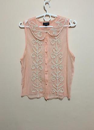 Блуза сетка topshop pink rickrack peter pan blouse с декоративной тесьмой2 фото