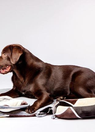 Лежак для больших домашних животных коричневый из микрофибры. место для больших собак весом 6-25 кг "царь"1 фото