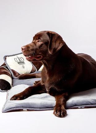 Лежак для больших домашних животных коричневый из микрофибры. место для больших собак весом 6-25 кг "царь"2 фото