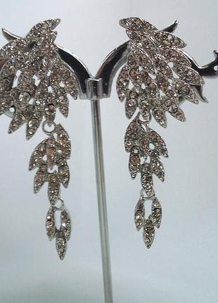 Очень красивые серьги крылья ангела с горным хрусталем