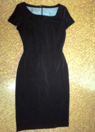 Шикарное фирменное стрейчевое миди платье marks and spencer черное 8 s3 фото