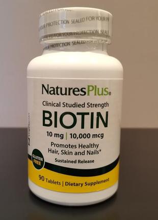 Natures plus биотин 10000 мкг длительного высвобождения
- 90 таблеток