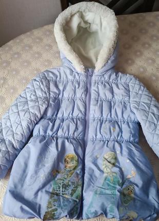 🔥 розпродаж 🔥 тепла зимова куртка на дівчинку 4- 6 років disney frozen р. 110 116