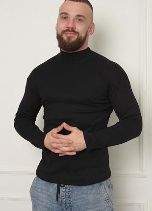 Водолазка мужская черная на флисе однотонна