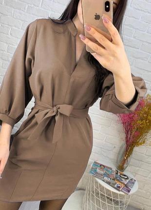 Сукня з тканевим поясом у комплекті