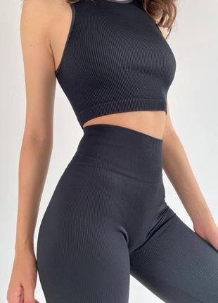 Чёрные велосипедки рубчик3 фото