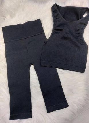 Чёрные велосипедки рубчик6 фото