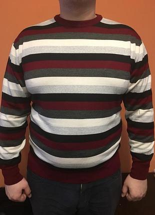Мужской свитер san fa бордо в полоску турция м, л, хл