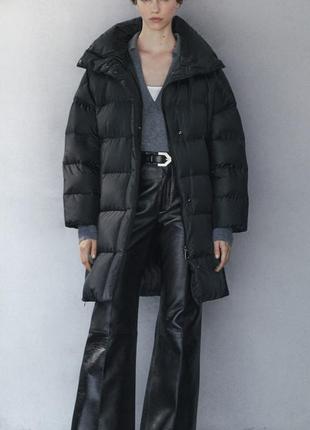 Пуховик пуффер стёганый дутый натуральный пух перо massimo dutti оригинал