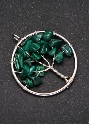 Кулон "дерево щастя" малахіт d-30мм