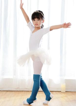 Дитячі товсті гетри сині в'язані зимові теплі гольфи на тренування балет танці розтяжку розминку