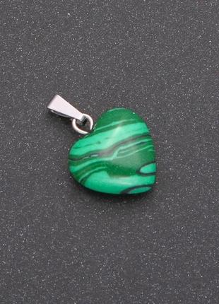 Кулон серце малахіт (прес) 14х14х23мм