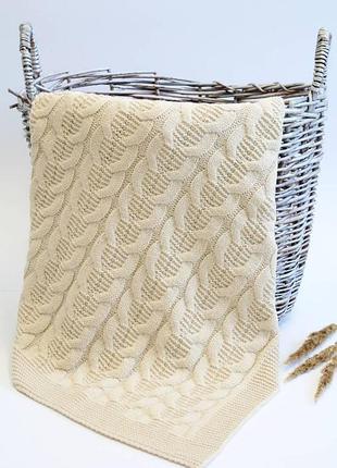 Плед вязка бежевого цвета "коса" t.f.tafyy 2125000791371