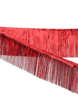 Красный дождик гирлянда - размер ширина 200см, высота 30см, материал фольга