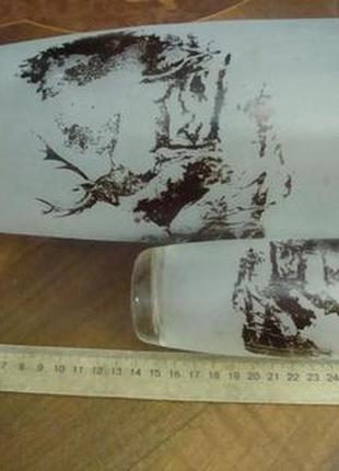 Кувшин стакан охота олень матовое богемское стекло чехословакия №6433 фото
