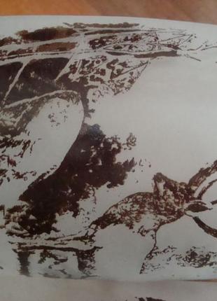 Кувшин стакан охота олень матовое богемское стекло чехословакия №6438 фото