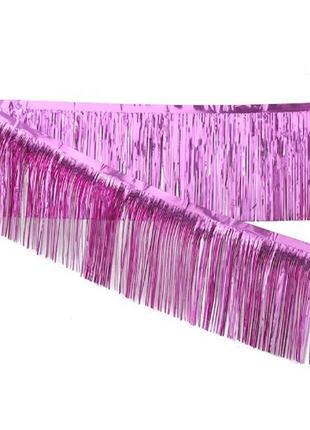 Розовый дождик гирлянда - размер ширина 200см, высота 30см, материал фольга