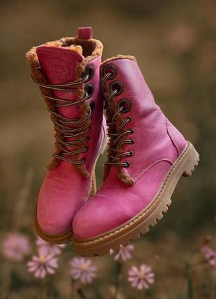 Зимові шкіряні черевики сaimano яскраво рожеві