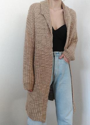 Шерстяний кардиган бежневий светр anne parlur вязаний светр пуловер джемпер беж реглан лонгслів светр шерсть кардиган оверсайз