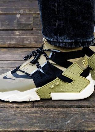 Мужские высокие кроссовки nike huarachi gripp zip olive  #найк