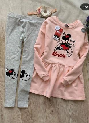 Костюм на дівчинку міккі маус, плаття туніка та лосіни 5-6 років