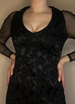 Чёрное женское вечернее платье ручная работа5 фото