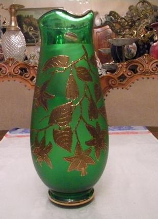 Шикарный набор кувшин стаканы цветной хрусталь позолота богемия чехословакия №250(1)2 фото