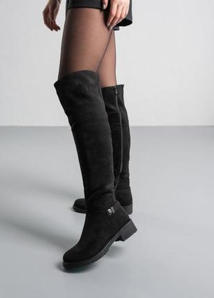 3841👑ботфорти в штучній замші утеплені штучним хутром