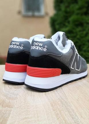 Зимові кросівки new balance 574 white grey black red3 фото