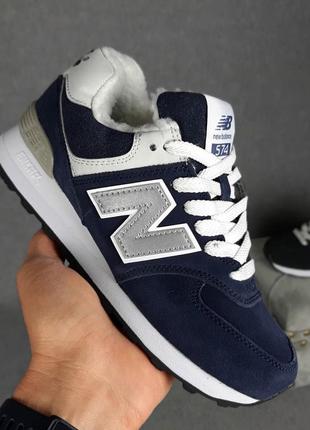 Зимові кросівки new balance 574 white blue grey