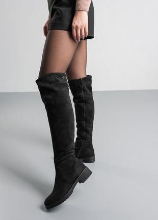 3847👑ботфорти в штучній замші утеплені штучним хутром