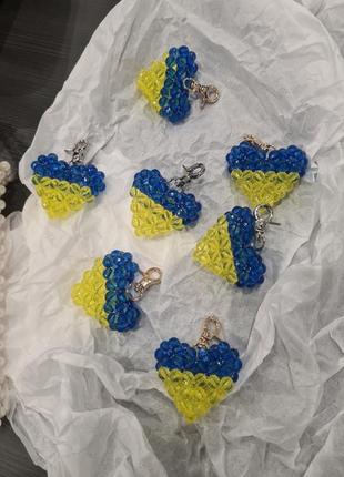 Брелок жіночий серце жовто-синій2 фото