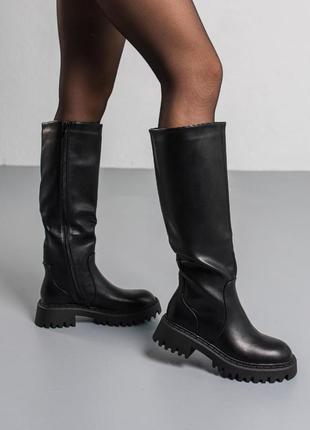 3849👑Сапоги в искусственной коже утеплены флисом