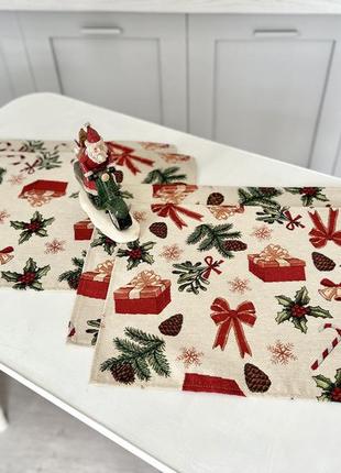Серветка-підкладка новорічна під тарілку, гобеленова limaso