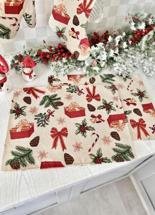 Серветка-підкладка новорічна під тарілку, гобеленова limaso4 фото